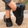 Loafer Women's New Retro British Style Round Toe Lace-up Platform All-purpose Single Shoes