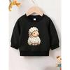 European Size Cartoon Lamb Print Pattern 0-3 Years  Comfortable Spring Lightweight Crew Neck Sweatshirt, Adorable Design Suitable for Outdoor Wear