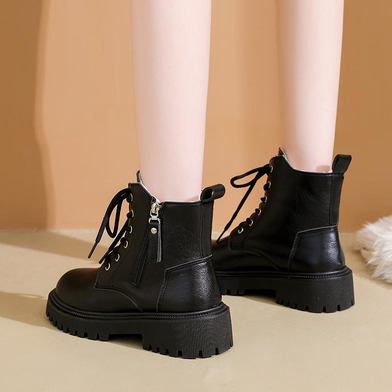 Martin boots British style winter new fashion low tube casual velvet girls short boots women flat large size