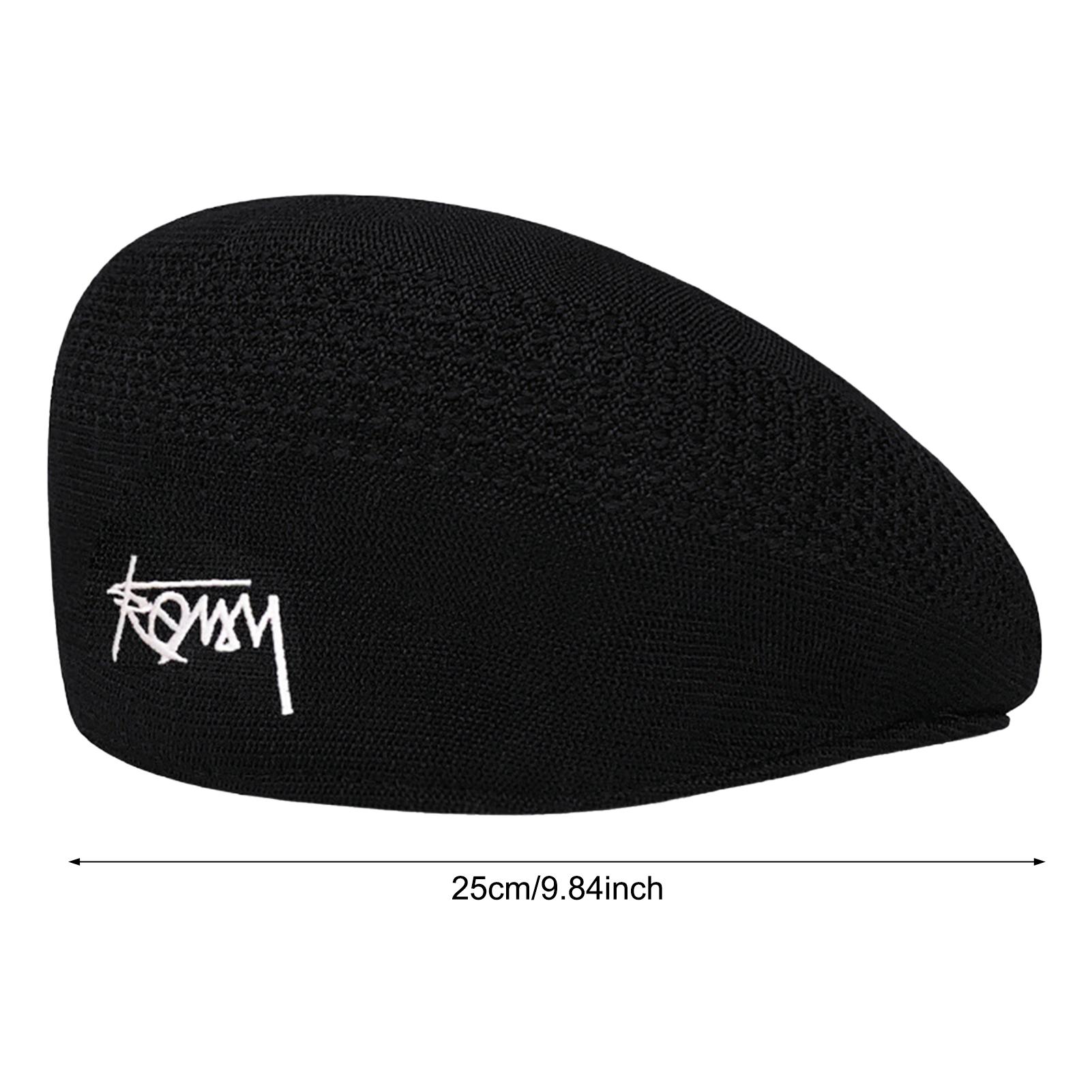 

Women Solid Color Beret Mesh Newsboy Cap Beanie Hats Flat Top Beret Peaked Cap for Outing Travelling Vacation чёрный