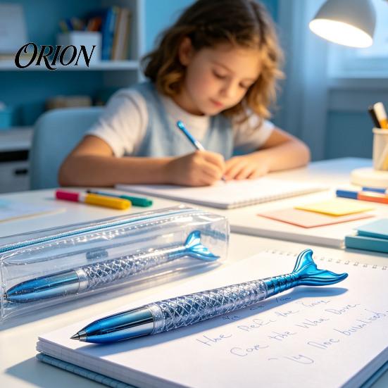 Macaron Color Office Supplies 4PCS Mermaid Fish Tail Gel Pens Set, Gradient Transparent Barrel And Glossy Aesthetic Fin Decor, Smooth Writing