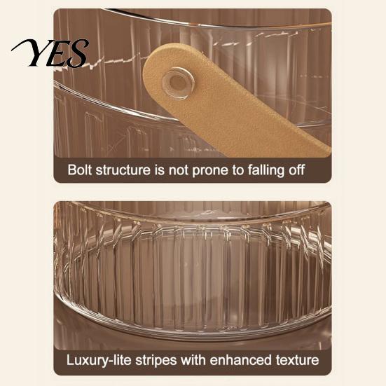Snack Storage Basket Ice Bucket with Faux Leather Handle, Thickened Plastic Beer Wine Cooler Durable for Party, Clear Beverage Container Outdoor