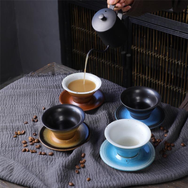 Coffee Cup And Saucer Set, Wind Ceramic Cup, Creative Cup, Retro Coarse Pottery
