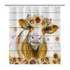 Farmhouse Highland Cow Shower Curtain With Hooks Funny Bull Cattle Bull Floral Decor Country Style Bothroom Curtain