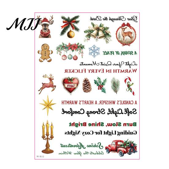 Decorative Graphics for Candles Christmas Candle Transfer Stickers, DIY Holiday Craft Supplies, Waterproof Party Table Decor Decals Making And Festive