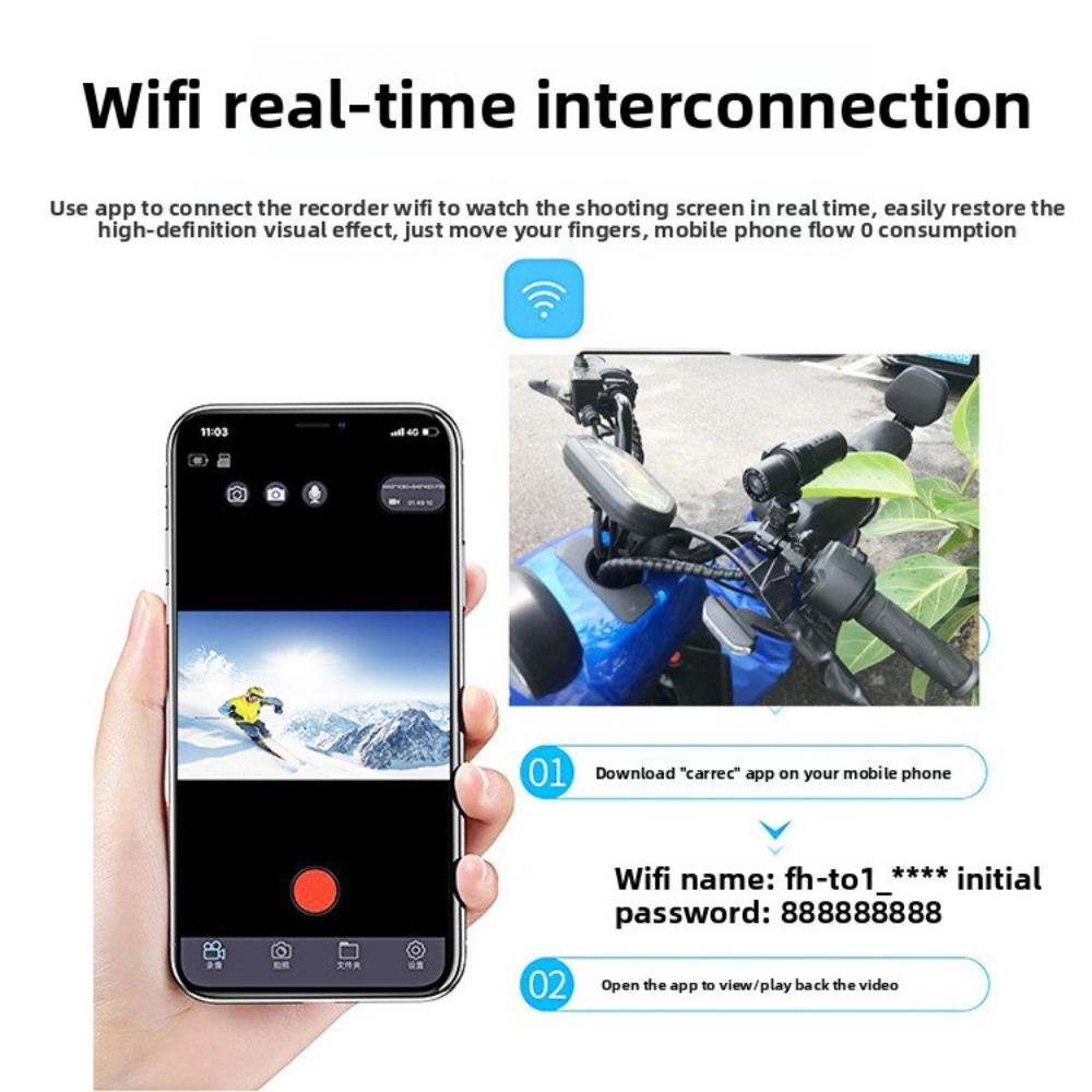 Motorcycle Driving Recorder Dvr Mobile Phone Interconnection High Definition 1080P Outdoor Waterproof Riding Recorder
