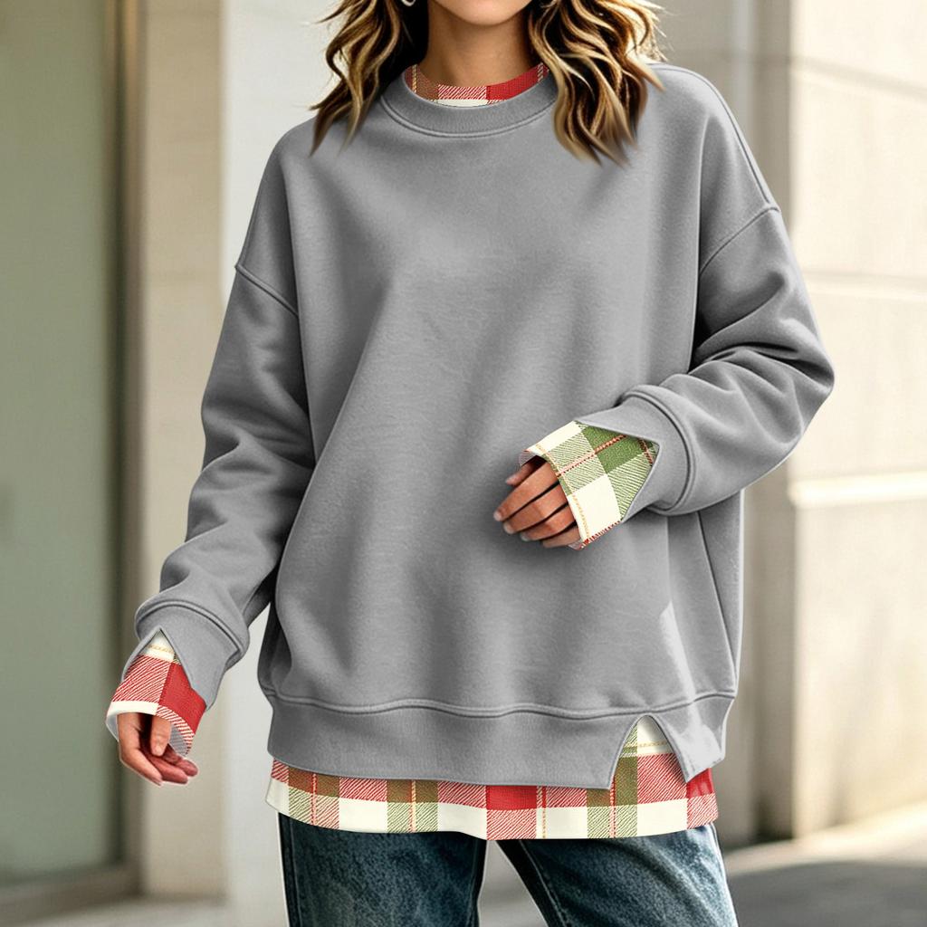 Damen Casual Langarm Sweatshirt Lockerer Pullover Top
