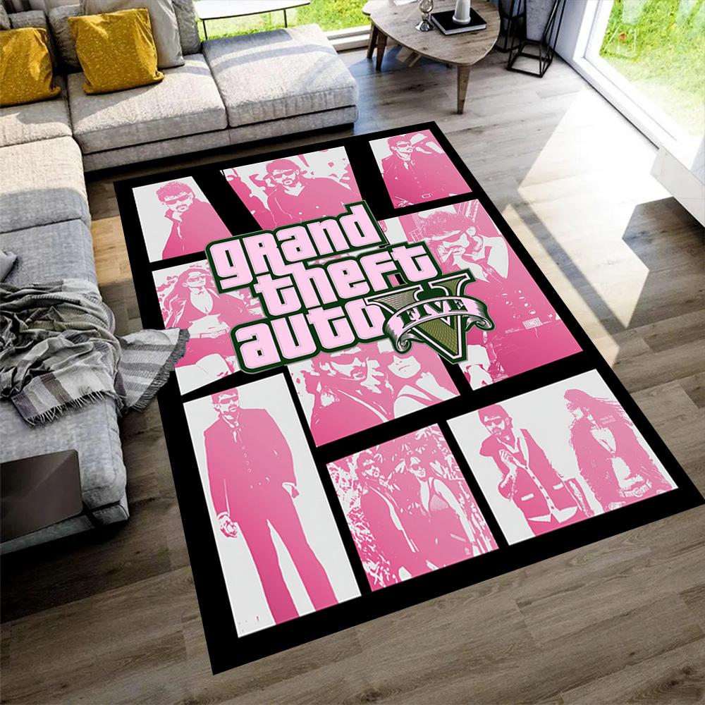 Grand Theft Auto Area Rug Design for Entryway Game Room Bedrooms Hallway Antislip Carpet Anime Office Decor Gift for Festivals