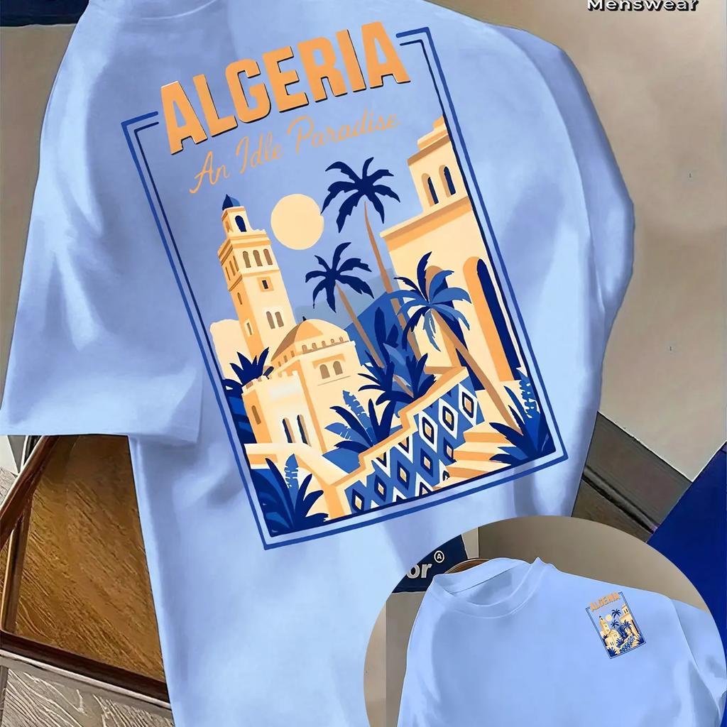 Algerian Travel Unisexs Tshirt A Idle Paradise Retro Pattern Street Top