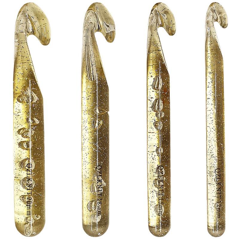 Yellow Glitter Plastic Transparent Sequin Crystal Crochet Hook  Wool Knitting Crochet Set New Sweater Needle Knitting Tools
