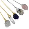 Delicate Raw Stone Jewelry Crystals Rose Quartz Amethyst Clear Quartz Pendant Raw Crystal Necklace