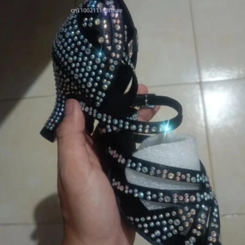 Scarpe Nuove da Danza Latina per Interni ed Esterni, Scarpe da Danza Latina Americane a Suola Morbida, Scarpe da Ballo da Donna per Adulti con Intarsi di Diamanti
