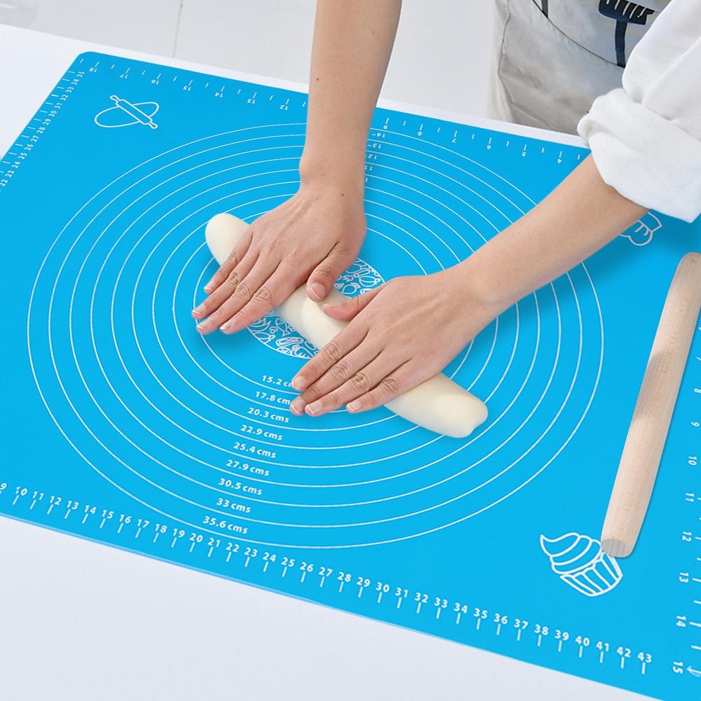 Kök Förtjockad Silikon Kaveldyna Bakmatta med Skalor DIY Bakverktyg Blå 40x50cm