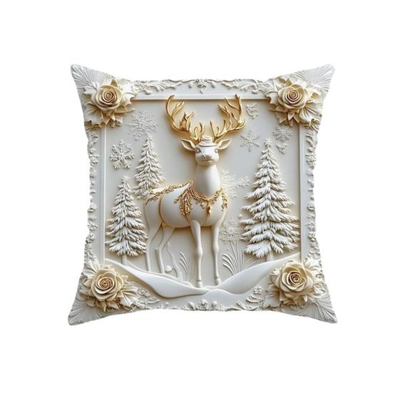 1/4Pcs 45x45CM Christmas Linen Throw Pillow Cover Santa Claus Snowman Reindeer Xmas Tree Pillow Case Living Room Bedroom Sofa Bed Square Cushion Cover