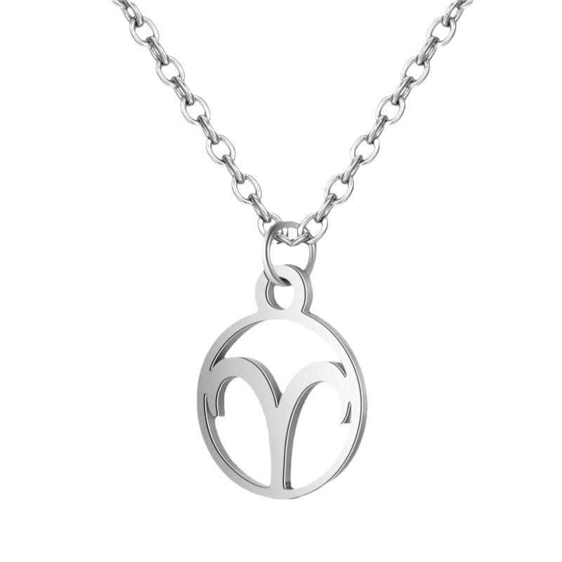 Stainless Steel Zodiac Pendant Necklace with Thin Chain