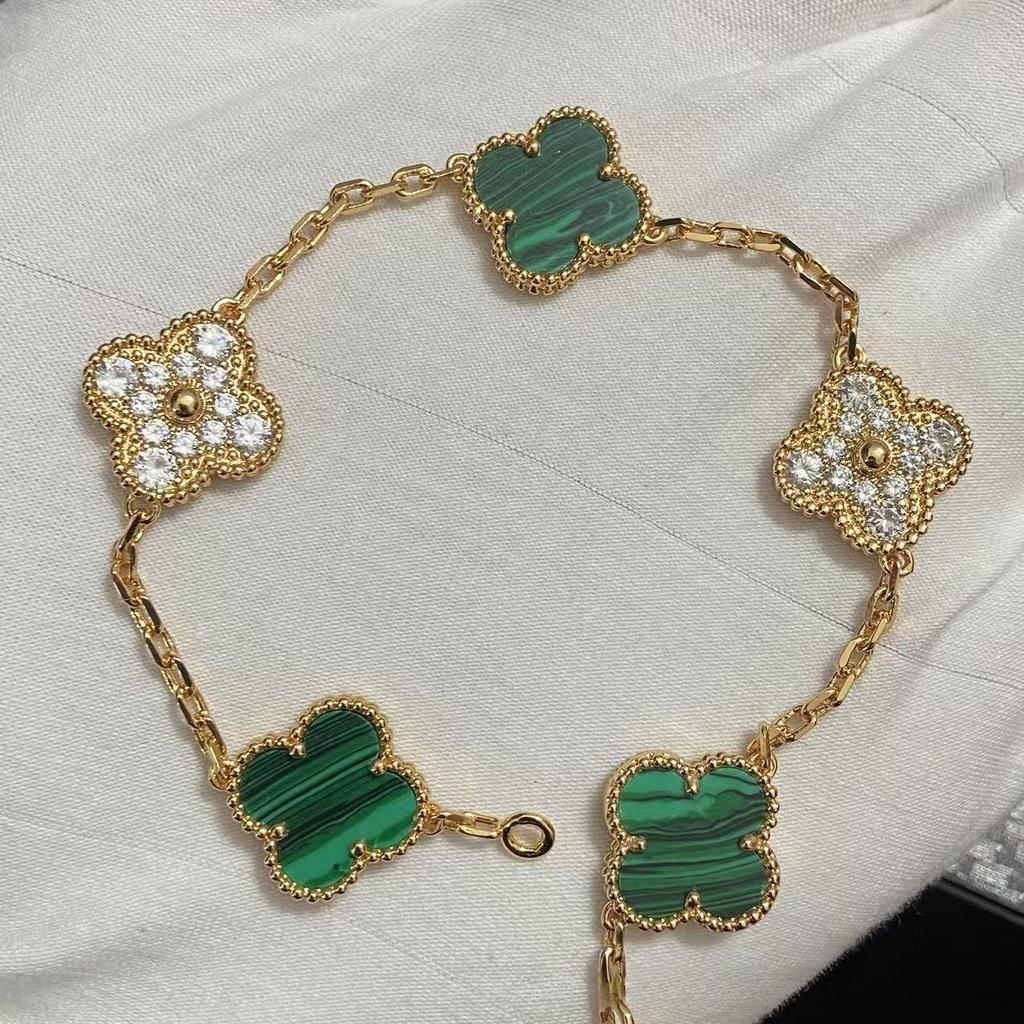 Nouă Versiune Brățară Trifoi cu Patru Foi Cinci Flori Agat Roșu Natural Sidef Alb Brățară Dama Brățară Laser