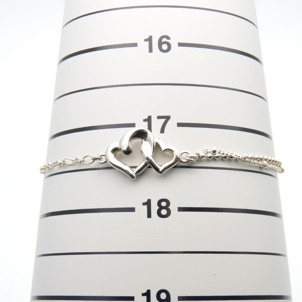 Used 4℃ Bracelet Double Heart Silver 3.9g Silver Double Chain