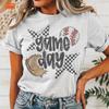 Baseball Game Day Mom  Shirt Checkered Star Graphic Women Sports Tee Cute Outfit