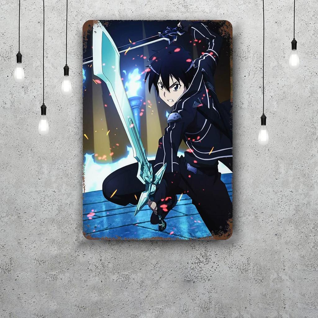 Sword Art Online Vintage Tin Sign Home Decor Wall Decor Art Wall Mural Room Decoration Decor Retro Metal Sign Plate Bar Posters