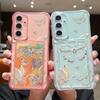 Gold Butterfly Print Card Bag Wallet Case For Samsung Galaxy S25 S24 S22 Ultra S23 S24 FE A56 A55 A35 A15 A16 5G TPU Phone Cover