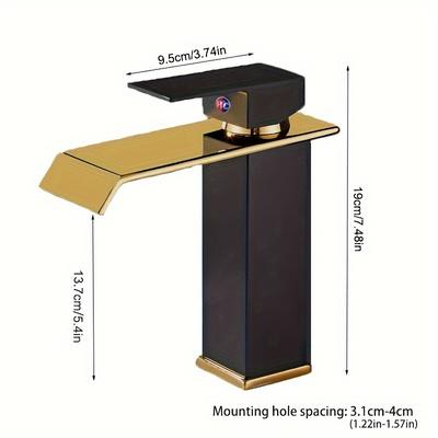 Waterfall Copper Core Above Counter Basin Wash Basin Black Basin Faucet Hot And Cold Bathroom Cabinet Toilet Single Hole Faucet