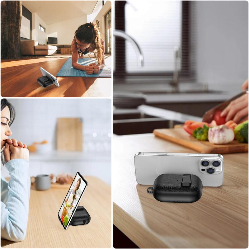 For AirPods 4 Case Leather Texture Matte Earphone Case with Phone Stand Bluetooth Headset Cover For AirPods Pro 3 2 1 Shockproof Earphone Charging Box