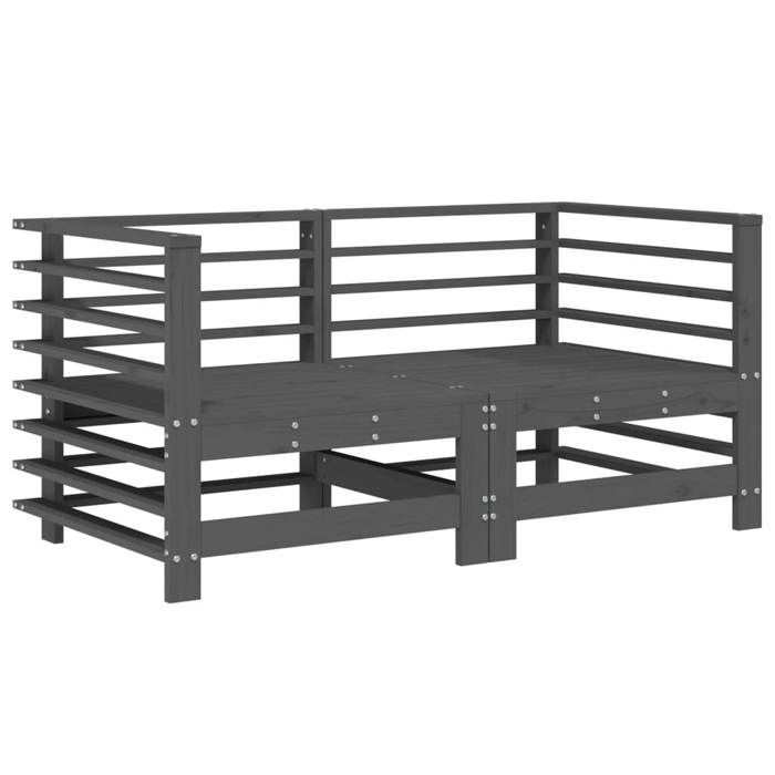 VidaXL Canapés d'Angle de Jardin 2 pcs, Sièges avec Dossier, Meubles de Terrasse Patio Arrière-cour Balcon Extérieur, Gris 825634