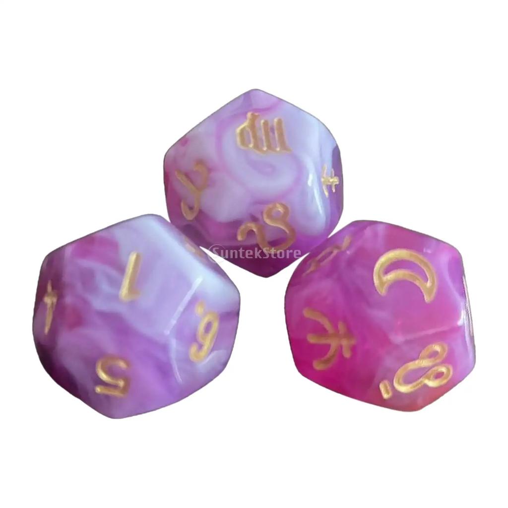 3x 12 Sided Dice Entertainment Toys Astrology Dice for KTV Role Playing Game Table Party Dice Multifaceted Party Game