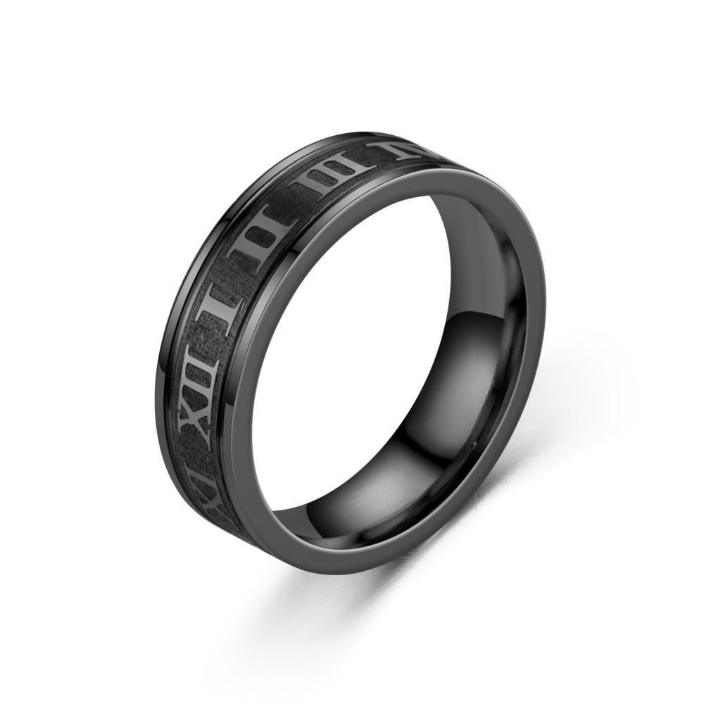 Einfache 6mm Punk Römische Ziffern Ringe Mode Herren Edelstahlringe Herren Hochzeit Verlobung Unisex Schmuck Dropshipping