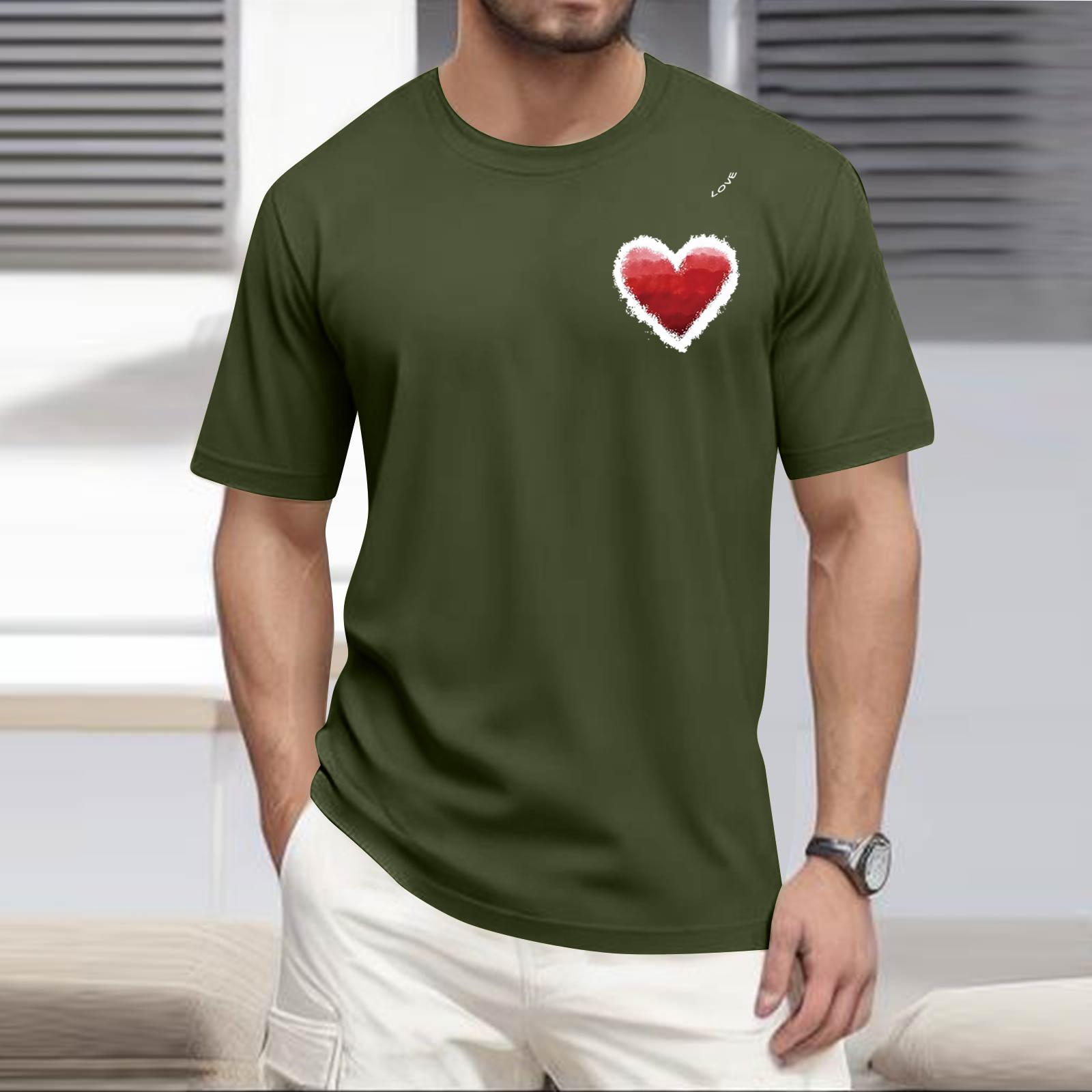 Мужская популярная футболка с принтом, круглым вырезом и коротким рукавом L армия зеленый