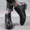 2024 Genuine Leather Men Boots Men Winter All-match Motorcycle Boots Stylish New Male Comfortable Outdoor Shoe