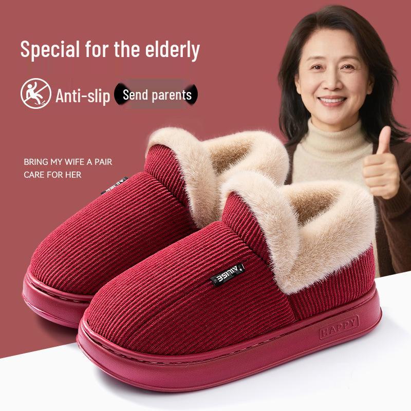 Men's Non-Slip Cotton Slippers - 2025 Autumn/Winter Indoor Warm Wrap-Heel for Seniors
