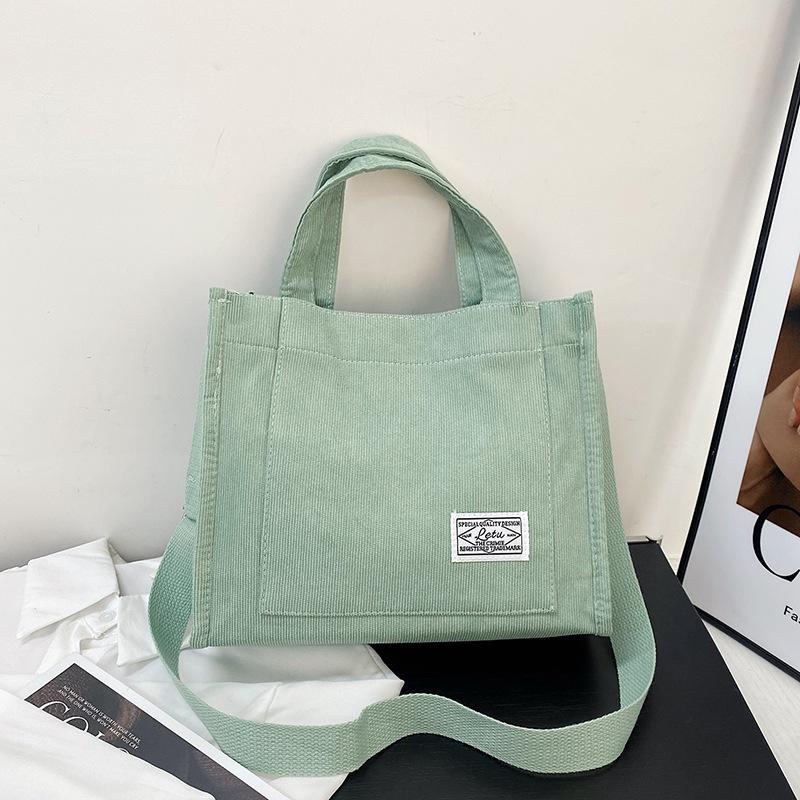

Chic Solid Color Corduroy Square Small Tote Bag Fashiable Shoulder Crossbody Bags for Woman Work School Party Travel Daily Use