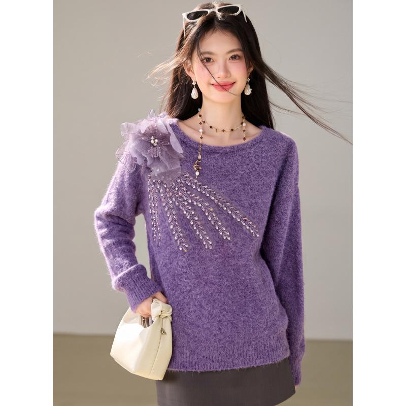 Autumn Women's Soft 3D Floral Sweater, Korean Gentle & Lazy Style