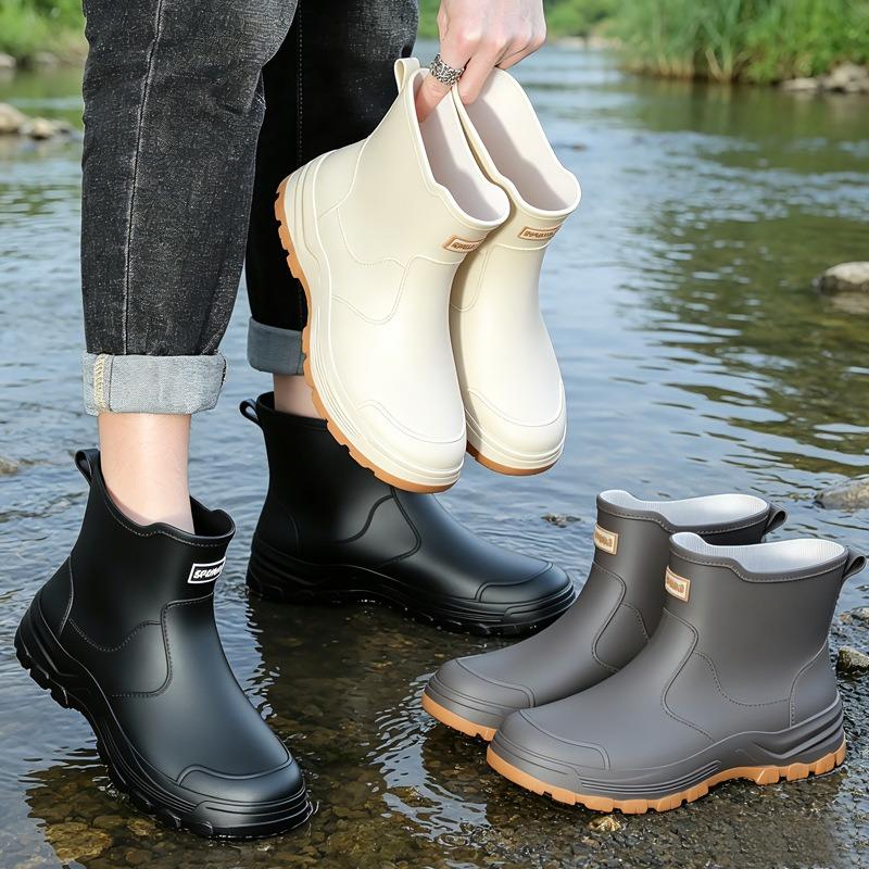 Non-slip Waterproof Short-tube Rain Boots Thickened Outdoor Fishing Rubber Boots Men