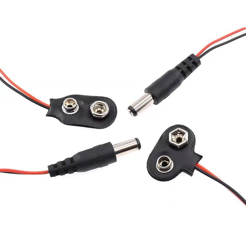 1-10PCS 9V Battery Clips 10-15cm DC5521 Male/Female Connector Buckle 9 Volt Battery Clip Connector I/T-Type Battery Holder