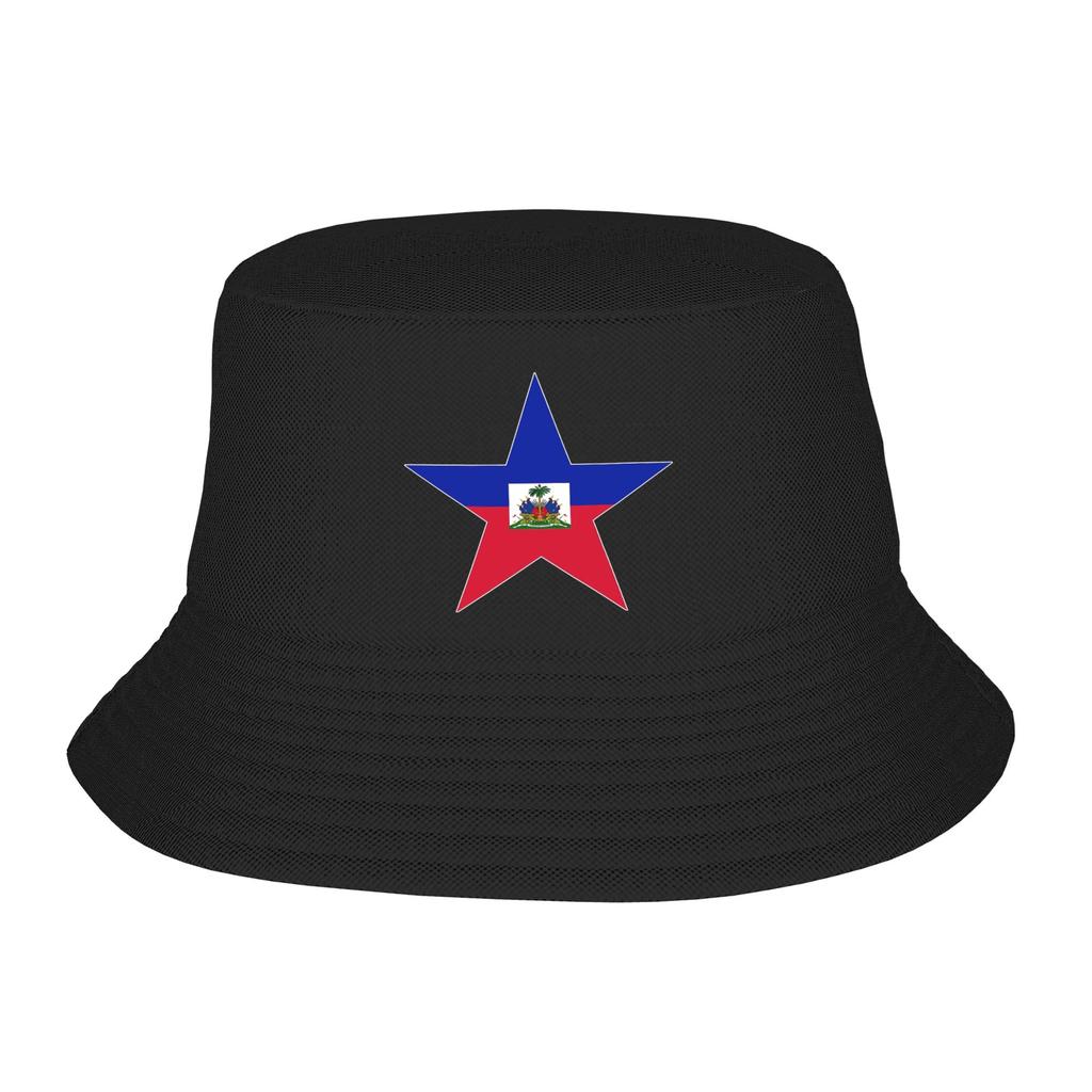 Haiti Grunge Flag Bucket Hat For Woman Beach Floppy Hat Casual Lightweight For Outdoor Sport Fishing Hat Bob Hat