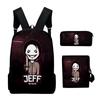 Trendy Popular Jeff The Killer 3D Print 3pcs/Set pupil School Bags Laptop Daypack Backpack Inclined shoulder bag Pencil Case