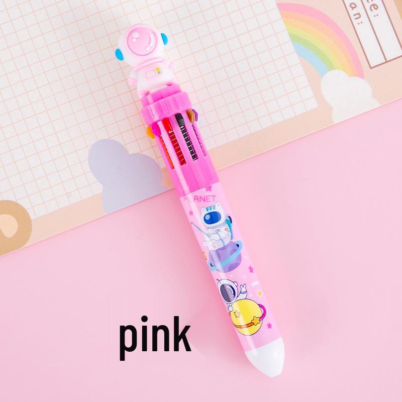 Spaceman Multicolor Ballpoint Pen – Cute Astronaut Design with 10 Press-Action Colors Perfect for Students