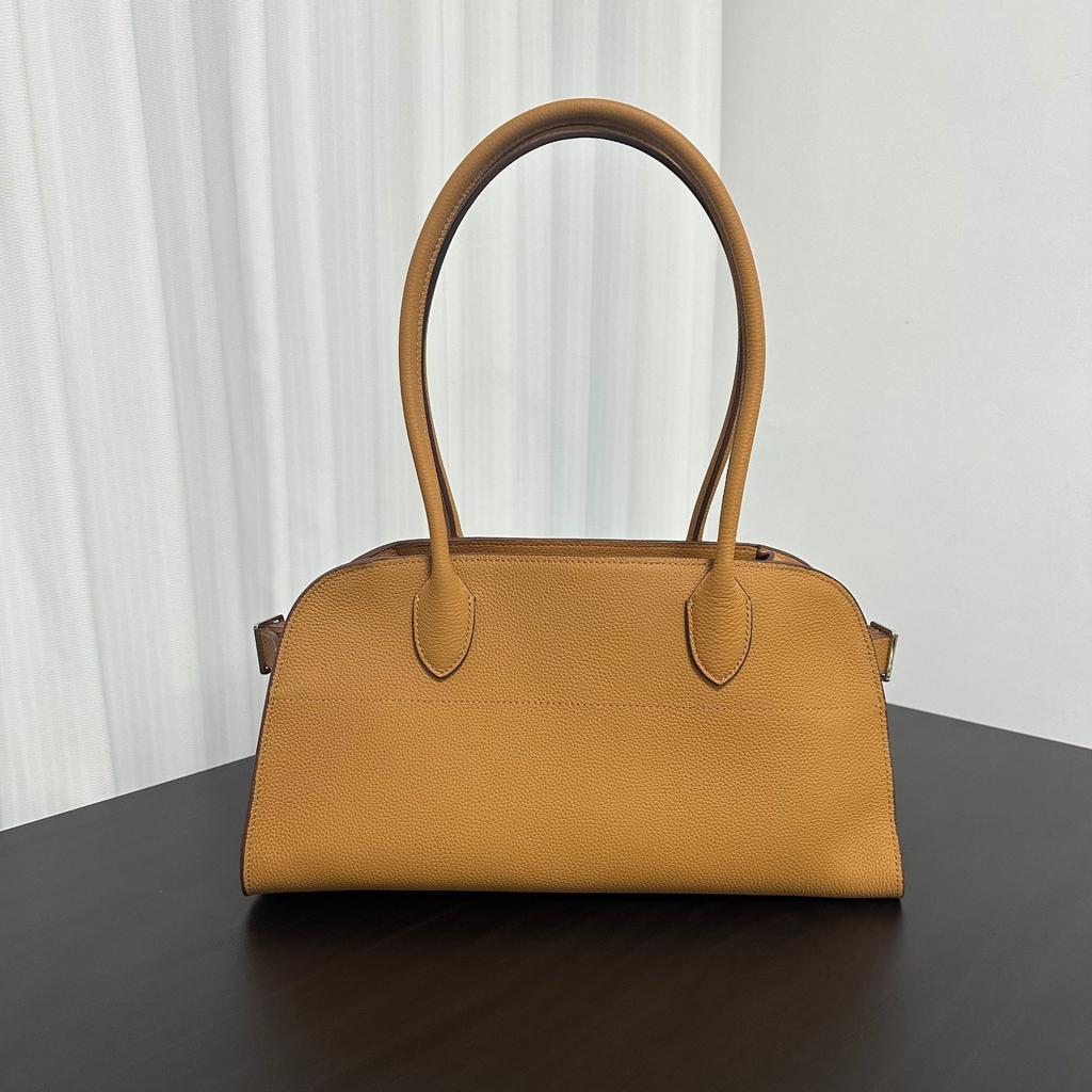 2025 / Nouă geantă tote din piele naturală, lucrată manual, cu strat de cap, în stil minimalist, pentru navetă la locul de muncă, geantă pentru femei, cu un singur umăr