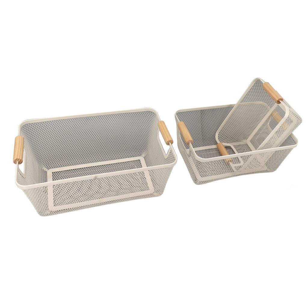 3 ks Kovový drátěný úložný koš Velkokapacitní Dekorativní Pevný Úložný koš z tepaného železa na knihy