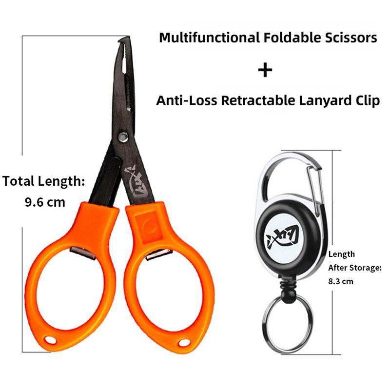 Multifunctional Mini Fishing Pliers with Foldable Lure Scissors, Stainless Steel, Portable Design, Curved Mouth Hook Remover