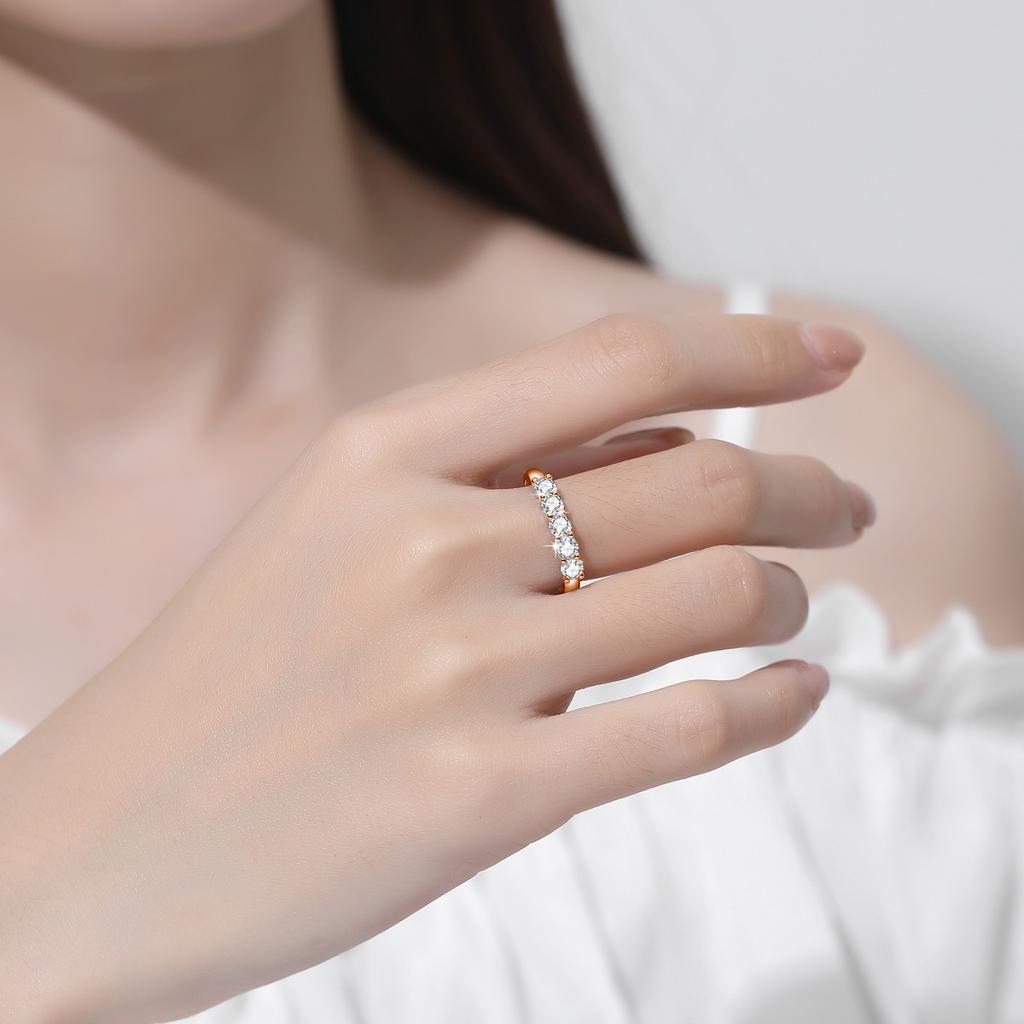 5pcs Stones Moissanite Diamond Ring for Woman Silver 925 100% Rose Gold Plated Fine Jewelry with Certified Engagement Gifts