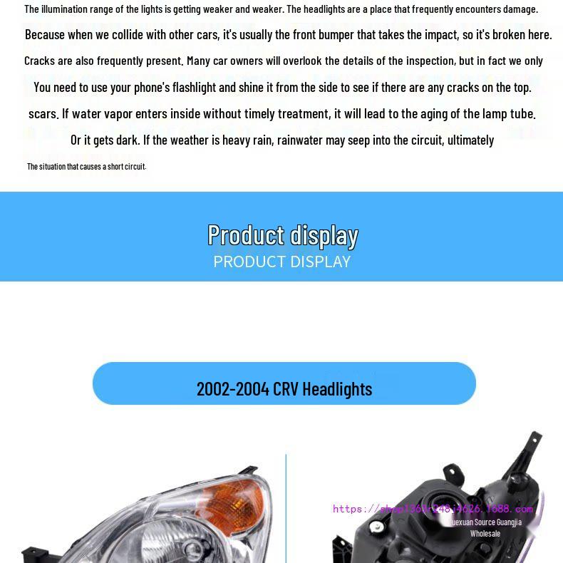 Front Headlight Cover for CRV Models 02, 05, 07, 12, 15, 17, 21, 22