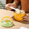 Tazza per la colazione in acciaio inossidabile con manico e coperchio, bicchiere termico portatile per latte con scomparto per cucchiaino, contenitore a prova di perdite per porridge e yogurt