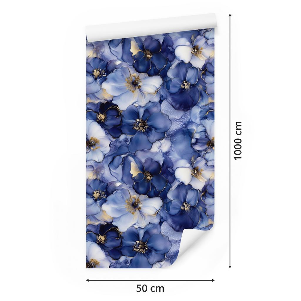 Ink Blue, Navy Blue and Light Gray Wallpaper 50x1000
