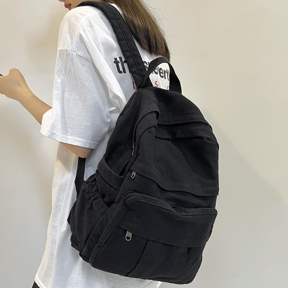 New Fashion College Student Vintage Women Backpack Canvas Female Laptop Bag Travel  Ladies Backpacks