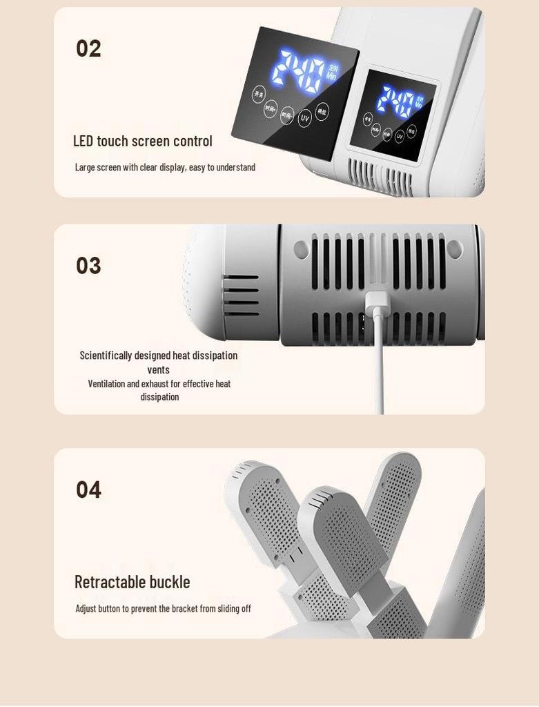 European Standard Touchscreen Folding Shoe Dryer & Sterilizer