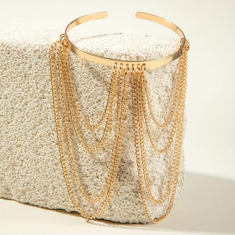 1-piece Retro Gold Color Women s Open Upper Arm Bracelet, Gothic Tassel Chain Bracelet, Couple Jewelry Accessory золотой