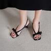 European princess style elegant square head thin heel sandals new summer wear high value bow versatile high heels